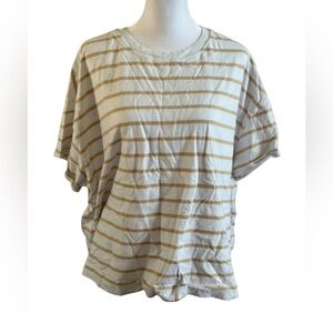 Old Navy Beige and White Striped Short Sleeve Vintage Tee